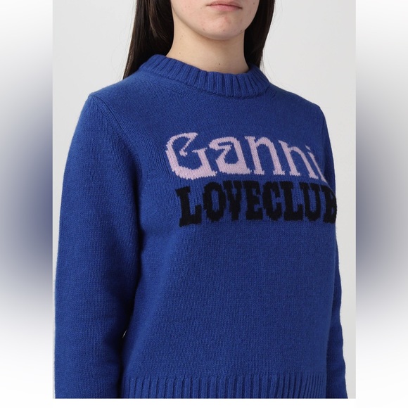 GANNI Blue Jacquard Sweater, Small - Picture 5 of 10
